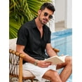 thumbnail image 5 of COOFANDY Mens Short Sleeve Shirts Button Down Tops Beach Spread Collar Plain Summer Blouses, 5 of 7