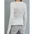 thumbnail image 4 of Womens Crew Neck Shirts Long Sleeve - Knit Pullover Sweaters Casual Sheer Blouse Tops White XL, 4 of 6