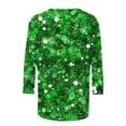 thumbnail image 4 of TrendVibe365 St Patricks Day Womens Plus Size Tops 3/4 Sleeve Green Crew Neck Polyester Casual St. Patricks Day Blouse Tops for Irish Themed Gifts 4XL, 4 of 5