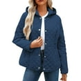 thumbnail image 2 of SYMOID Womens Blue Quilted Hooded Jacket - 100% Polyester, Lightweight Warmth, Diamond Quilt, Machine Washable, Flattering Fit, Sizes S-XXL for Spring/Fall Layering,Size XL, 2 of 6