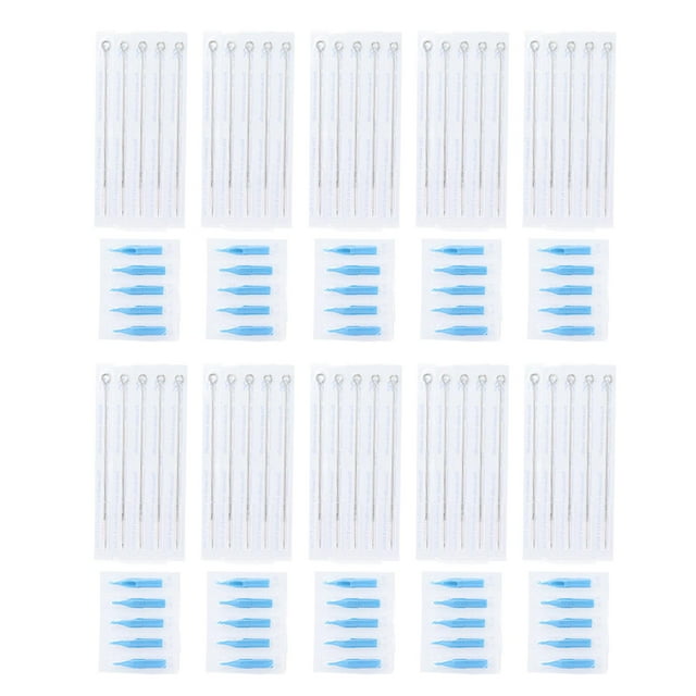 Lot de 50 aiguilles de tatouage en acier inoxydable de qualité alimentaire, 50 tubes d'aiguilles de tatouage (5RL + 5DT)