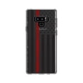 thumbnail image 1 of DistinctInk Clear Shockproof Hybrid Case for Samsung Galaxy Note 9 - TPU Bumper, Acrylic Back, Tempered Glass Screen Protector - Weathered Thin Red Line US Flag - First Responder Support, 1 of 9