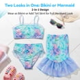 thumbnail image 5 of Girls Swimsuits 3PCs Mermaid Bikini Set Fish Tail Skirt Ruffled Bathing Suit Cosplay Swimwear for Kids Sizes 4-5Y, 5 of 9