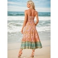 thumbnail image 3 of DARING DIVA Spaghetti Strap Smocked Maxi Boho Floral Dress XL Orange, 3 of 6