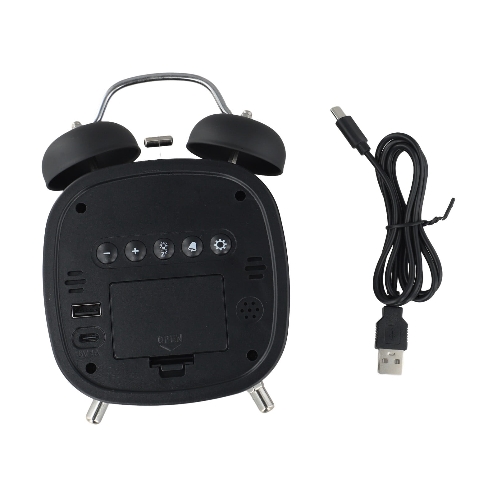 Digital Alarm Clock With Classic Twin Bell Design Led Display And Flexible Power Options For Home And Workplace