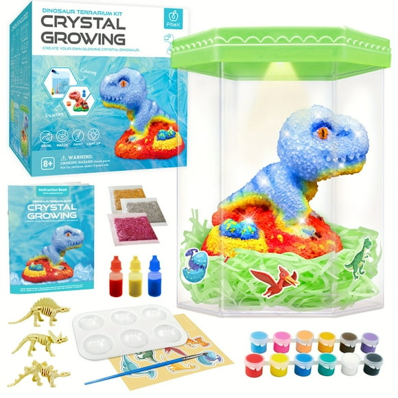 SUTENGDA Dinosaur Terrarium Kit Crystal Growing Kit Grow Decorate Your Own Dinosaur DIY STEM Project Educational Arts and Crafts Set