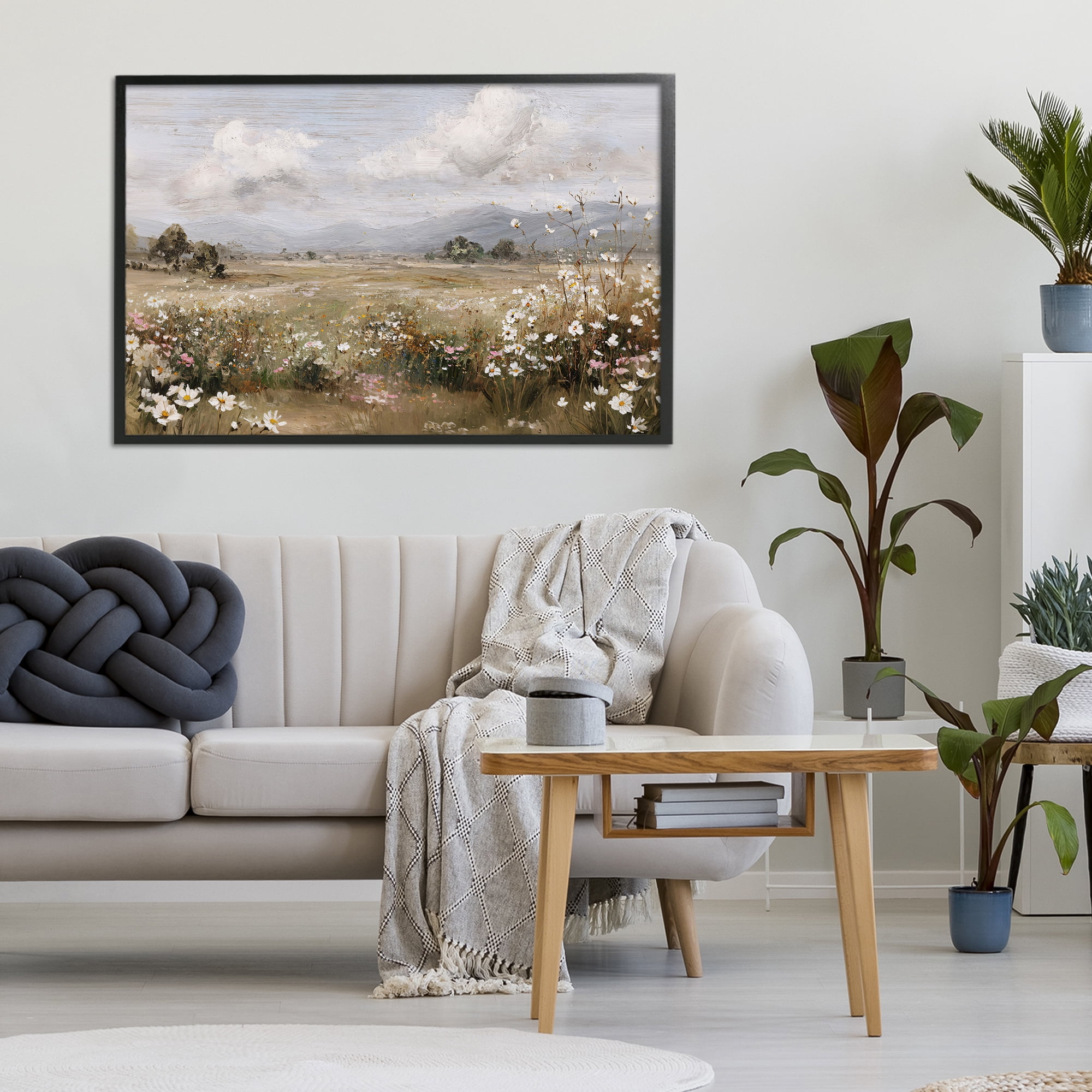 Stupell Industries Daisy Clusters in Field Black Framed Giclee Art, design by Jacky Ngan