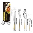 thumbnail image 3 of 24 Piece Gold Hammered Gold Set for 6, Food-grade Stainless Steel Flatware Set, Design & Mirror Polished Cutlery Set, Eating Utensil Set with Fork Knife Spoon, Dishwasher Safe, 3 of 7