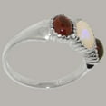 thumbnail image 3 of LBG British Made 10k White Gold Natural Opal & Garnet Womens Anniversary Ring - 33 size options - Size 12, 3 of 6