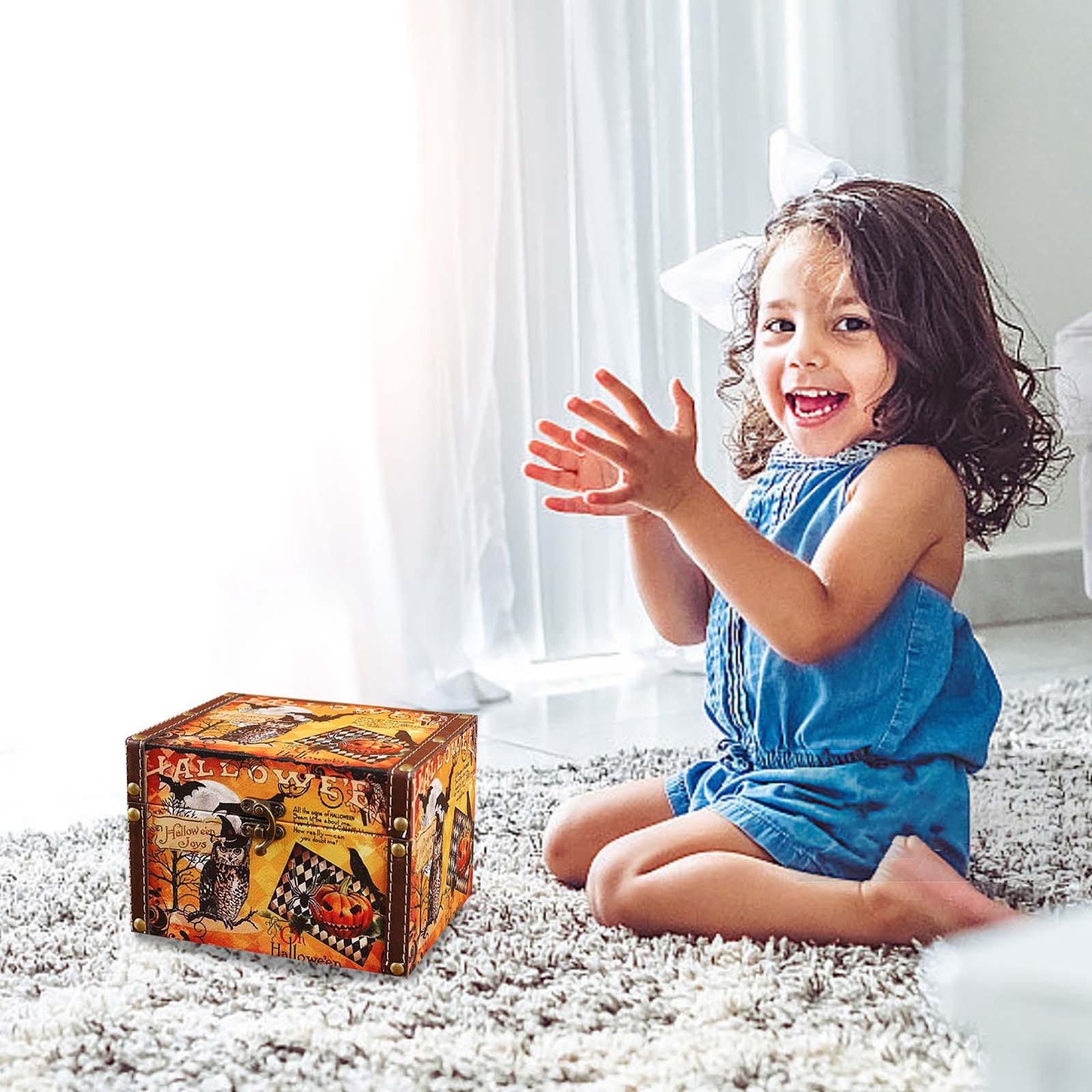 Wood Storage Box Pattern Candy Box With Lid Trick Or Holder Decoration Wood Storage Box Pattern Candy Box With Lid Trick Or Holder Decoration