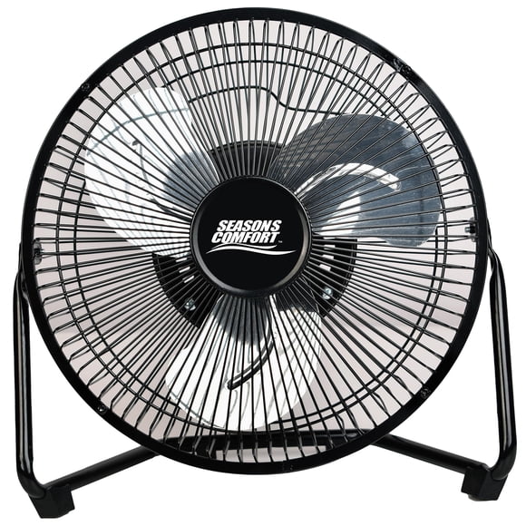 Seasons Comfort Ventilador de alta velocidad de 9 pulgadas, negro, 3 velocidades, inclinación de 360 grados, asa de transporte, 30 W - Ventilador de piso industrial de metal resistente para el hogar