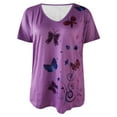 thumbnail image 5 of Tejiojio Essentials Short Sleeve Lady's Summer T-Shirt Fashion Woman V-Neck Summer Butterfly Prints Tops Loose, 5 of 5