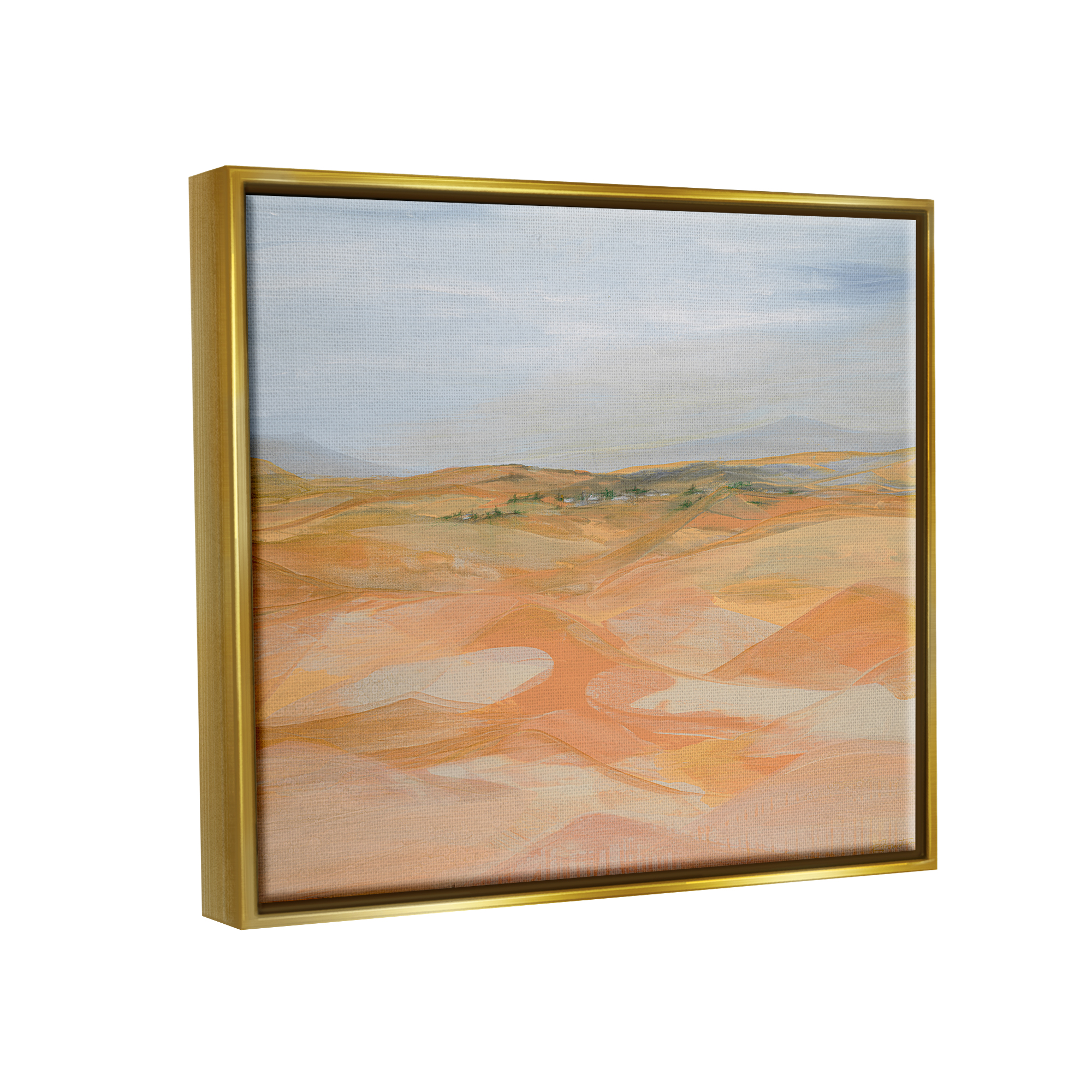 Stupell Industries Abstract Desert Dunes Nature Painting Gold Floater Framed Art Print Wall Art, 21 x 17