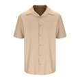 thumbnail image 5 of BiZtdJrK Mens Solid Shirts Short Sleeve Button Down Casual Shirt Wrinkle Free Dressy Casual Blouse Lightweight Beach Vacation Blouses Birthday Gift Beige XXL, 5 of 7