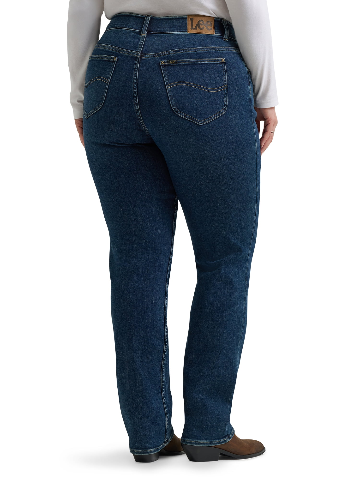 Lee Women's Plus Flex Motion Straight Leg Jean, Available in Regular, Long, Short Inseams
