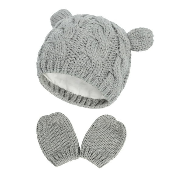Baby Hat Knit Hat Autumn And Winter Hat Gloves Set Cute Little Ears Shape Boys And Girls Baby Hat Baby Boy Hat Set Mi Hat