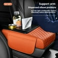thumbnail image 3 of Car Center Console Cover Booster Multifunctional Car Center Console Cushion Pad with Cup Holder & Tissue Box & Side Pockets Arm Rest Cover for Car, Embossed, Beige, 3 of 13