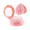 thumbnail image 1 of wonima44 Iridescent Shell Folding Hair Brush with Mirror, Compact Travel Size Mermaid Hair Brush for Purse, Portable Brush Mini Pocket Mirror Massage Comb for Women (PINK), 1 of 1