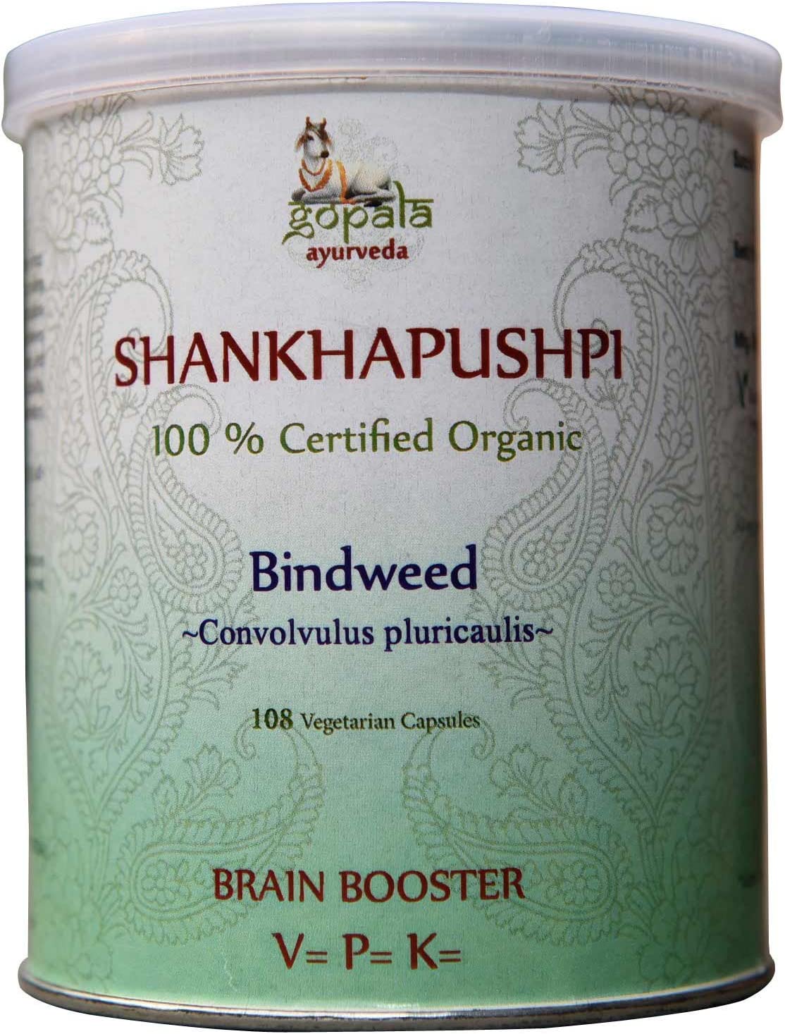 Gopala Ayurveda Shankhpushpi Capsules (USDA Certified Organic