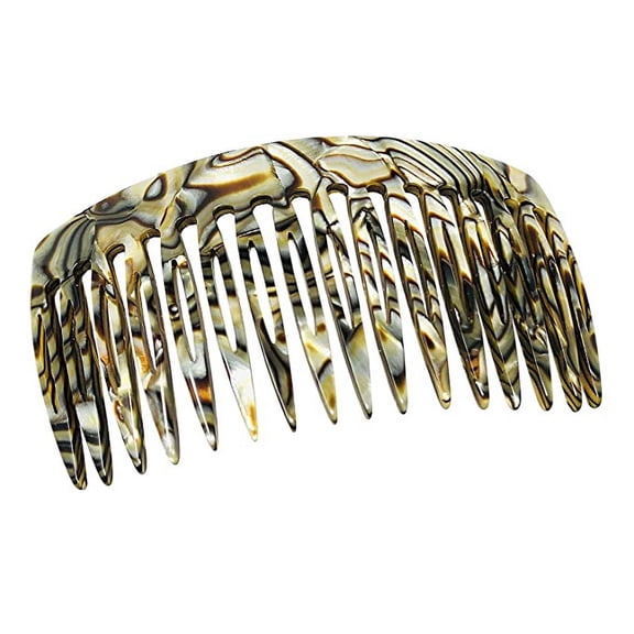 French Amie Curved 16 Teeth Handmade Side Hair Comb(Silver Onyx Gray)