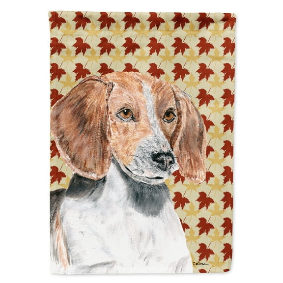 Carolines Treasures SC9551-FLAG-PARENT English Foxhound Fall Leaves Flag  multicolor