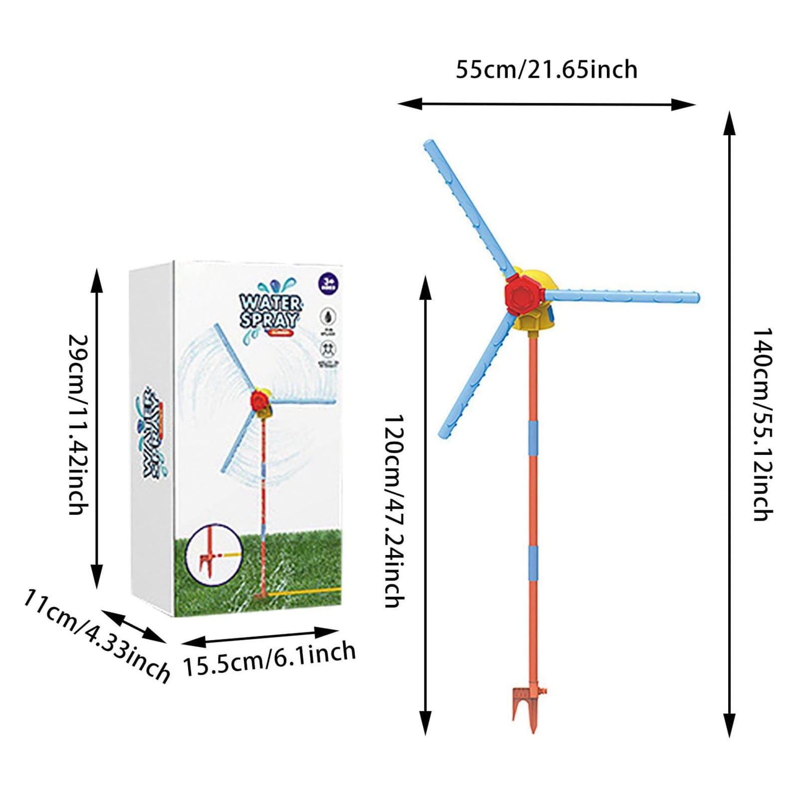 RITIER Rotating Windmill Sprinkler for Lawn, Sprinklers for Yard with 36 Spray Holes, Summer Backyard Fun for Family, Durable Lawn Sprayer