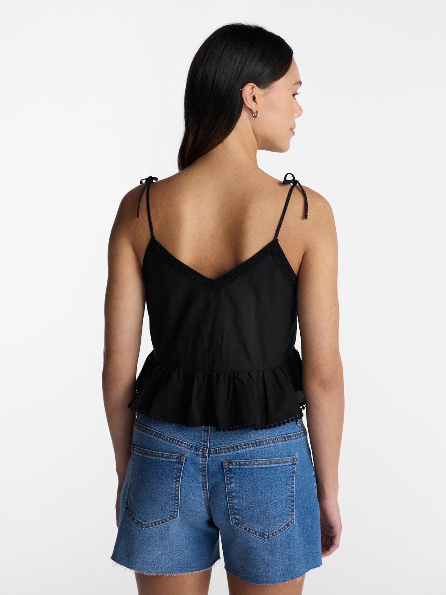 No Boundaries Lace Trim Peplum Tank, Women's XXS - XXL