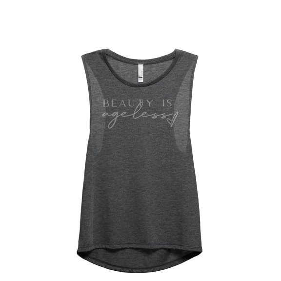 Beauty Is Ageless Women's Fashion Sleeveless Muscle Workout Yoga Tank Top Charcoal Grey 2X-Large