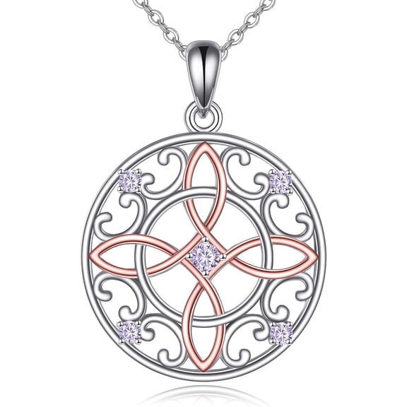 YAFEINI Witches Knot Necklace Sterling Silver Witch Knot Celtic Knot Pendant Necklaces Wiccan Witchy Jewelry Irish Gifts for Women