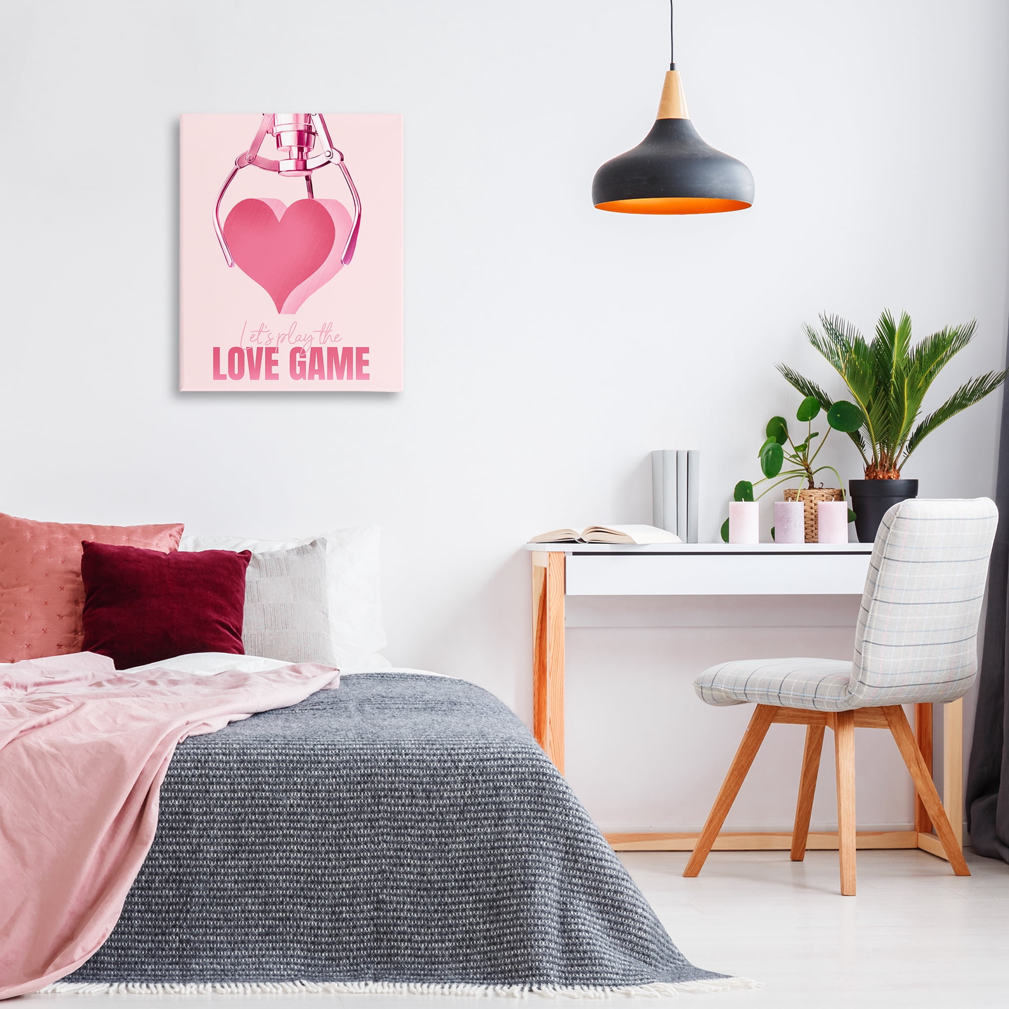 Stupell Industries Love Game with Heart Typography Painting Gallery Wrapped Canvas Art Print Wall Art, 24 x 30