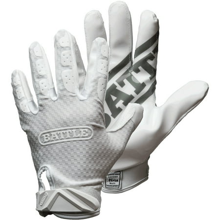 Battle Sports Youth TripleThreat UltraTack Football Gloves - Small - White