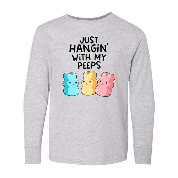 Inktastic Easter Just Hangin' with My Peeps Long Sleeve Youth T-Shirt