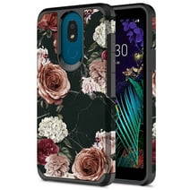 LG Arena 2 Case, LG Escape Plus Case, LG Journey LTE Case, LG Tribute Royal Case, Kaesar Hybrid Graphic Fashion Cute Colorful Slim Cover Armor Case for LG K30 2019 (Black Marble Flower)