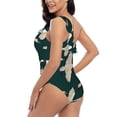 thumbnail image 4 of Sikiie Flying Swans Print Women One Piece Swimsuits Tummy Control One Shoulder Bathing Suits Ruffle Swimwear, From S to XXL-X-Large, 4 of 6