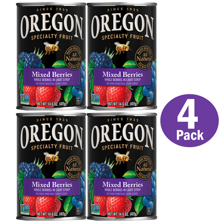 (4 Cans) Oregon Fruit Canned Mixed Berries in Light Syrup, 14.6 oz Cans