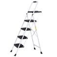 thumbnail image 6 of SuperDeal 4 Step Ladder Portable Folding Step Stool Metal Frame with Wide Non-Slip Pedals & Tool Tray – Perfect for Home, Garage & More, White, 6 of 20
