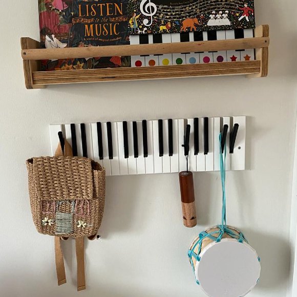 Porte-manteau Mural Piano avec Crochet Multiple, Cintre Gain de Place pour Entrée Salle de Bain (21,70 x 6,1 Po)