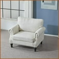 thumbnail image 3 of 40.16'' Traditional Faux Leather Single Sofa with Nailhead Trim, 22'' Deep Seat Rolled Arm for Living Room, Beige, 3 of 9