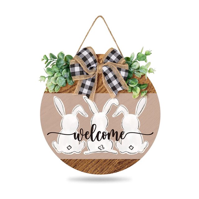 Monstrate Placa decorativa para puerta de Pascua, colgante de pared para porche, colgante de temporada, decoración de fiesta, letrero artesanal, accesorio Kits de decoración para fiestas Monstrate HA079298-00B