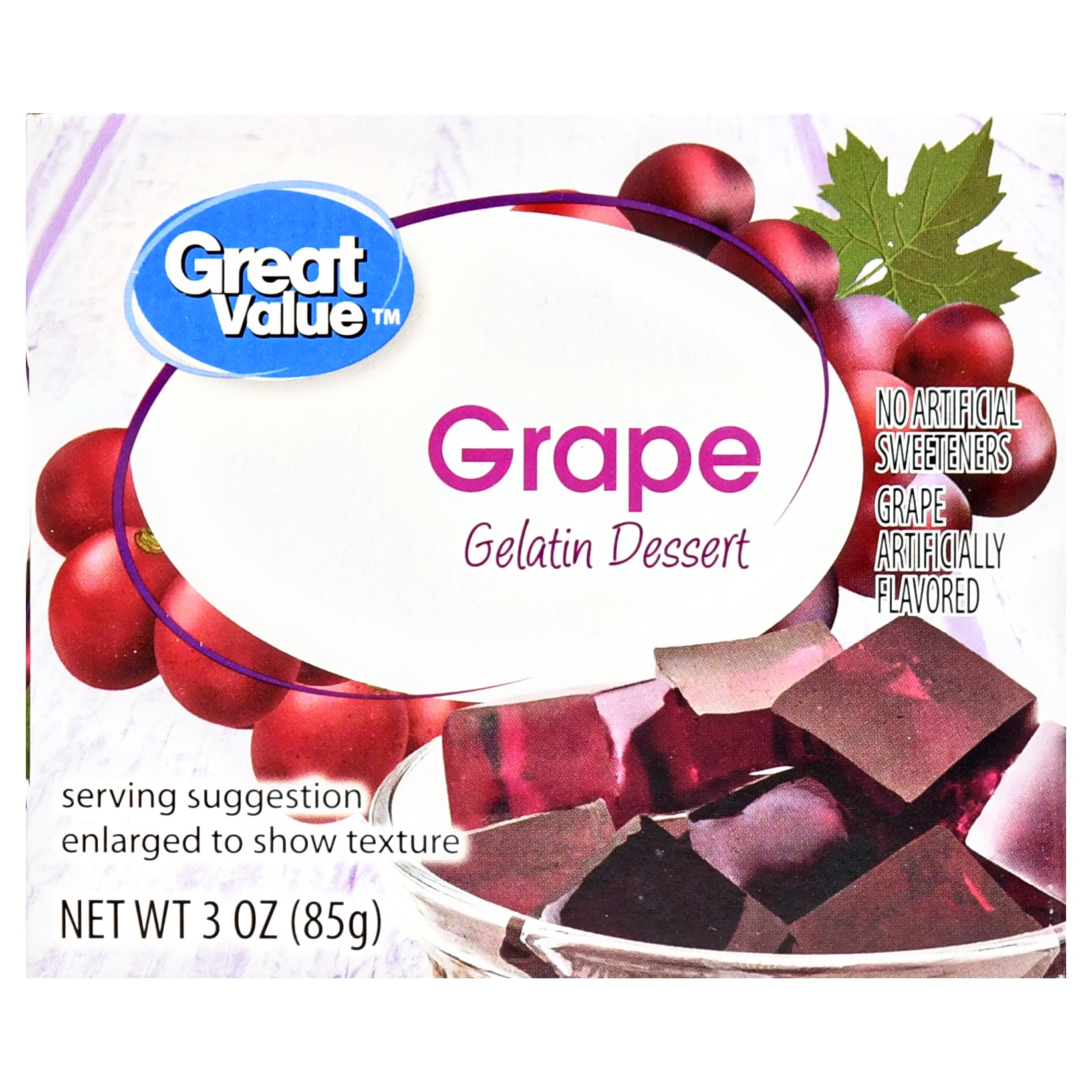 Great Value Gelatin Dessert, Grape, 3 oz