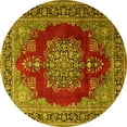 thumbnail image 1 of Ahgly Company Machine Washable Indoor Round Medallion Yellow Traditional Area Rugs, 3' Round, 1 of 4