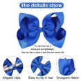 thumbnail image 3 of 2PCS 6" Big Hand-made Grosgrain Ribbon Solid Color Hair Bows Alligator Clips Hair Accessories for Little Teen Toddler Girls Kids, 3 of 6