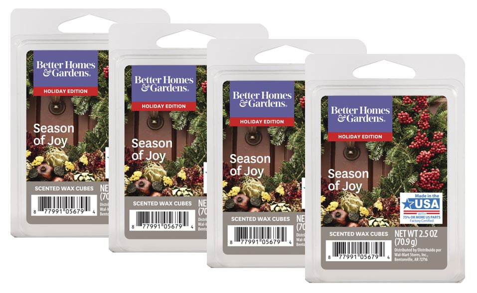 Better Homes & Gardens 2.5 oz Season of Joy Scented Wax Melts, 4Pack