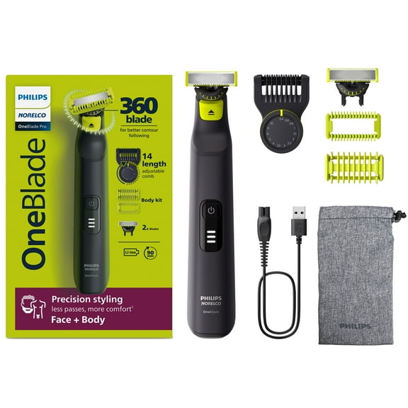 Philips Norelco Oneblade 360 Pro Hybrid Face & Body Men's Rechargeable Electric Shaver QP6542/70