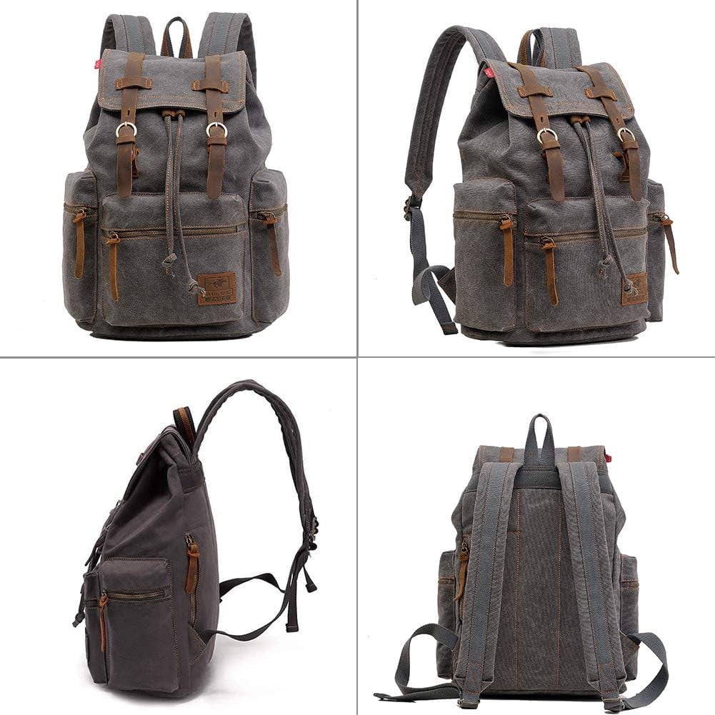 AUGUR High Capacity Canvas Vintage Backpack 35L -  Laptop Compartment, Unisex