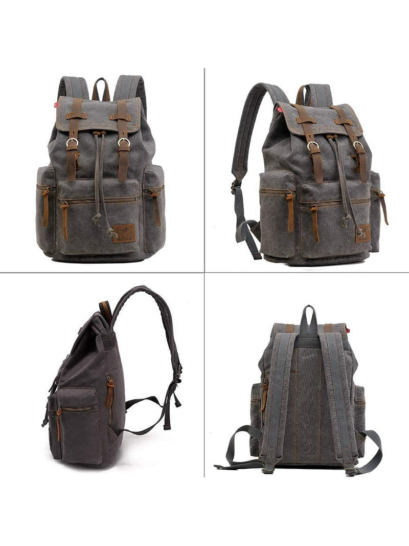 Unisex Backpack Vintage Canvas Travel Bags Large Capacity Backpack Grey Unisex Backpack Vintage Canvas Travel Bags Large Capacity Backpack Grey
