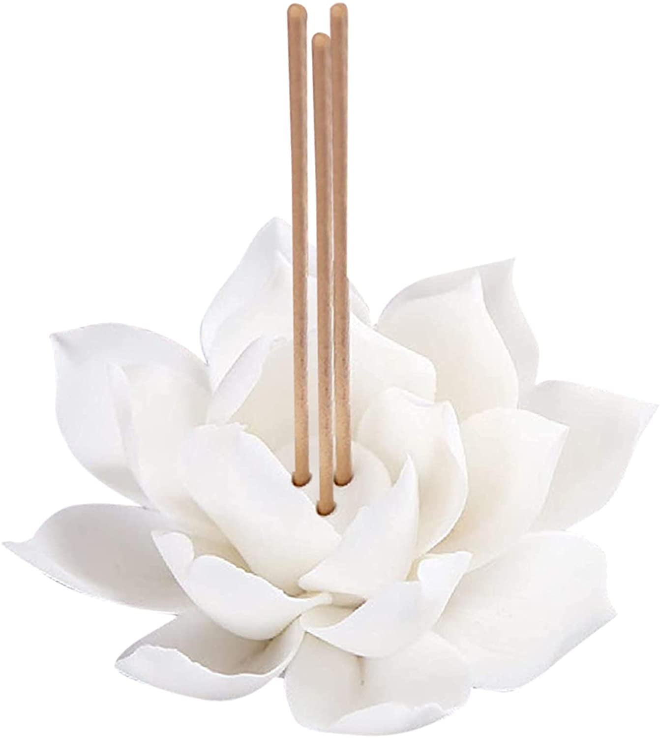Handmade Ceramic Lotus Incense Holder Sticks Buddhist Burner Ash Catcher 3 Holes 