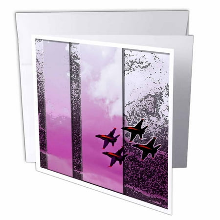 - 3dRose The Blue Angel Airplanes at an Air Show in Southern Utah in Hues of Pink and Crackled, Greeting Cards, 6 x 6 inches, set of 12