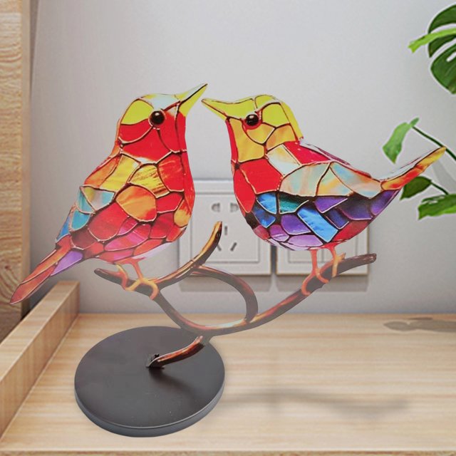 Estatuas Colibrí Pájaro Estatuas de metal Obra de arte Decoración Hogar Jardín Miniaturas (2 pájaros)