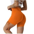thumbnail image 2 of Feancey Athletic Shorts for Women High Waisted Tummy Control Yoga Shorts Butt Lifting Seamless Shorts Solid Color Casual Sports Biker Shorts Orange L, 2 of 3